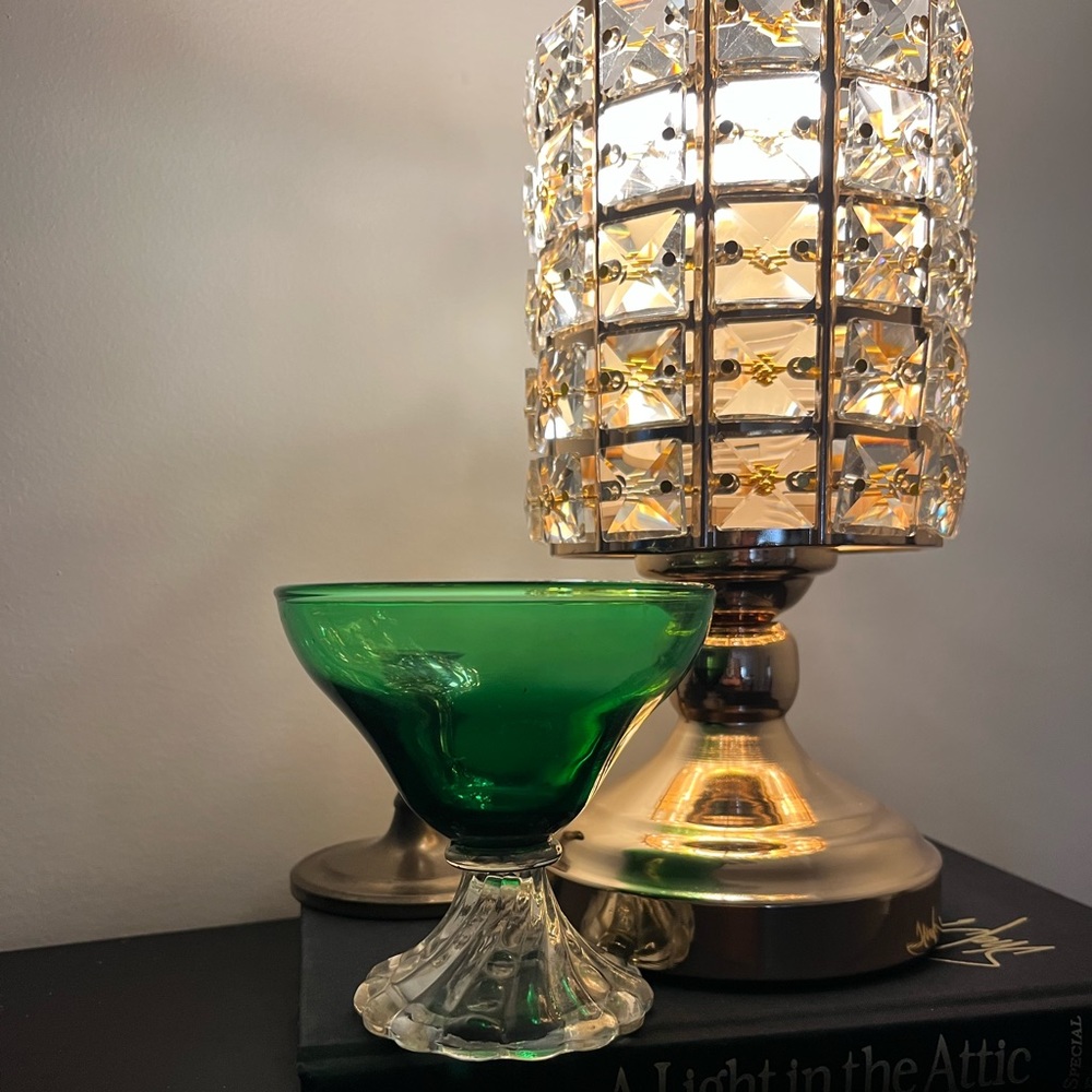 1950 Anchor Hocking 5oz. Champagne/Tall Sherbet Burple-Green